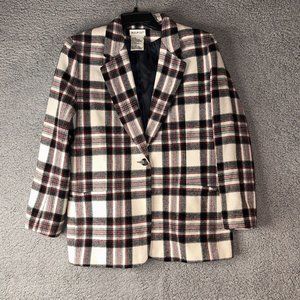 White Stag SZ 10 Women’s Wool Blend 70% Plaid Jacket Blazer
